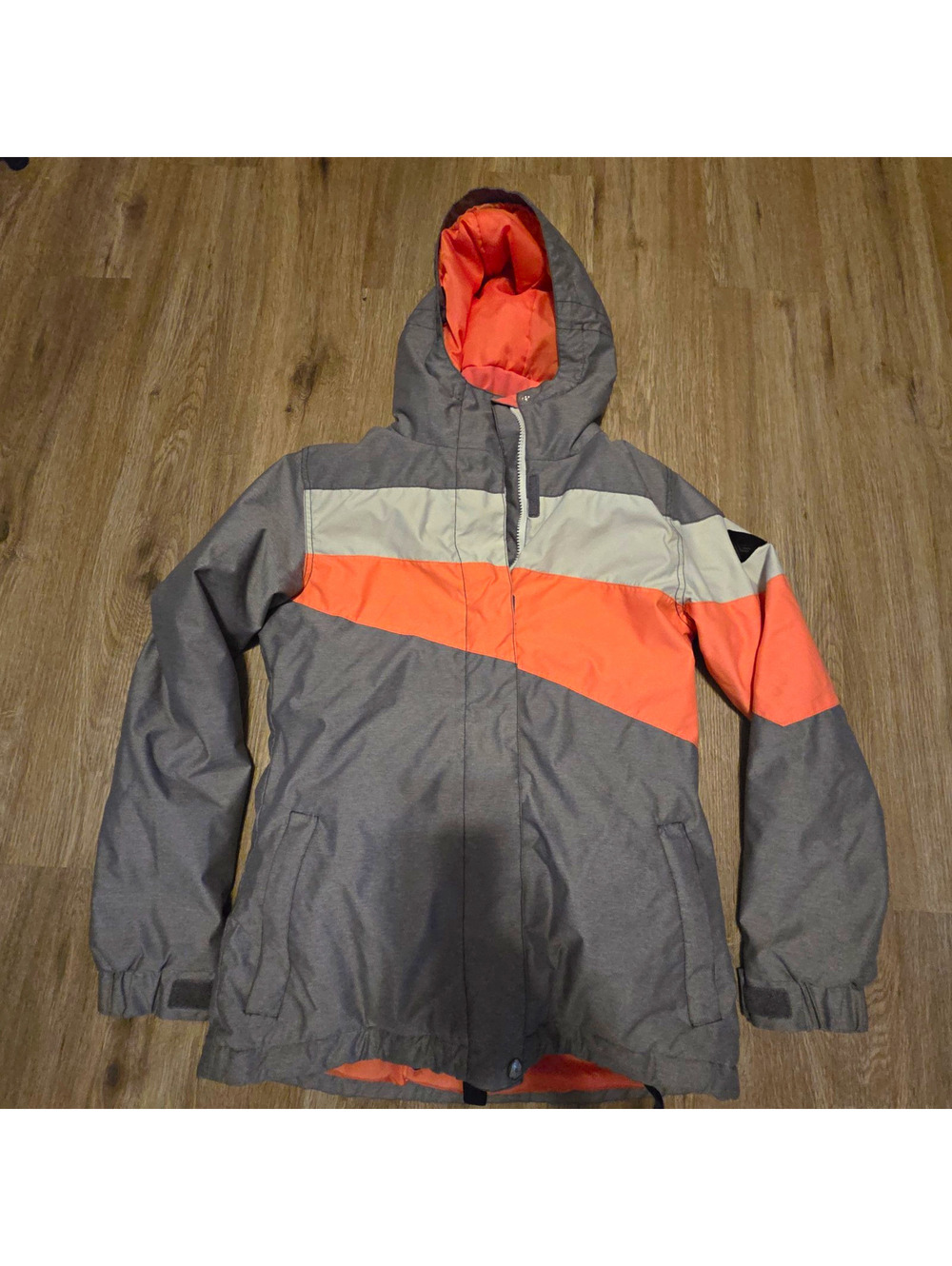Aperture Womens Small 10K Waterproof Ski Snowboard Jacket Gray Coral Hooded